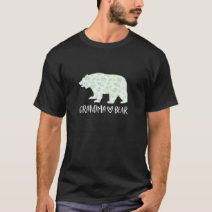 Womens Grandma Bear Green Floral Grandmother T-Shirt