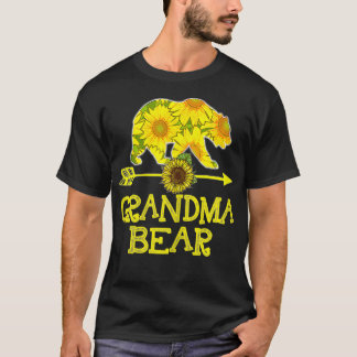 Womens Grandma Bear Sunflower Mother Father Family T-Shirt