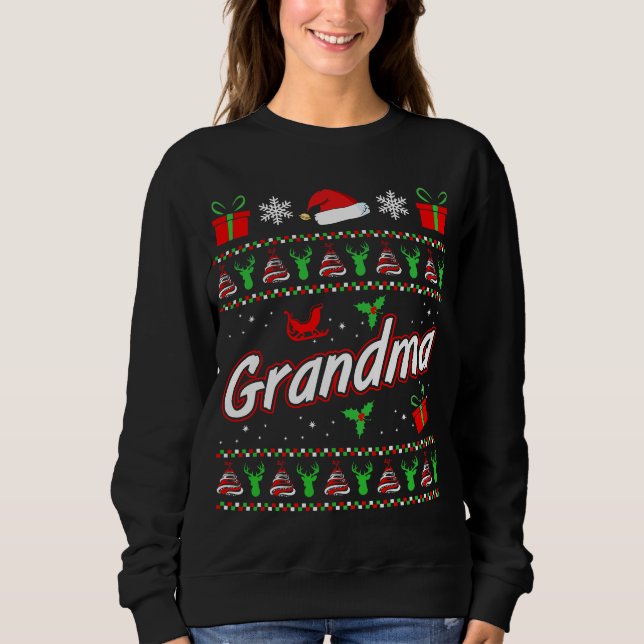 Womens Grandma Christmas T-shirt gift idea Sweatshirt (Front)