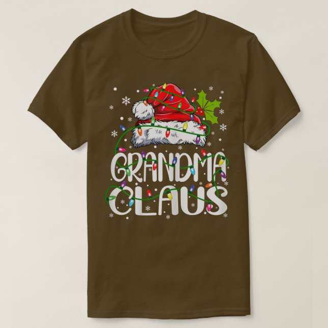 Womens Grandma Claus  Christmas Lights Pajama Fami T-Shirt (Design Front)