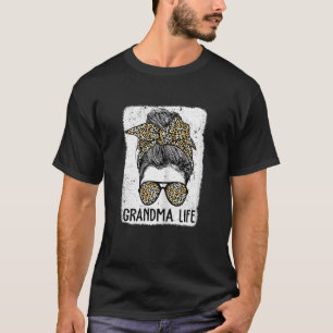 Womens Grandma Life Bleached Mum Life Leopard Mess T-Shirt