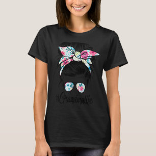 Womens Grandma Life Messy Hair Bun Floral Women Mo T-Shirt