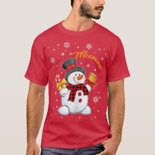 Womens Grandma Meemaw Snowman Candy Cane Christmas T-Shirt