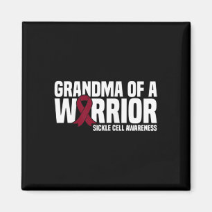 Womens Grandma Of A Warrior Burgundy Ribbon Sickle Magnet