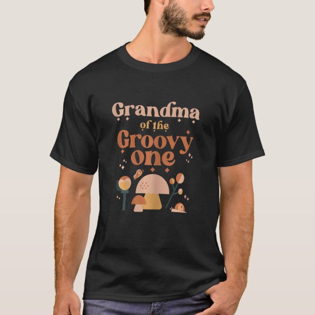 Womens Grandma Of The Groovy One Boho 1st Birthday T-Shirt (Front)
