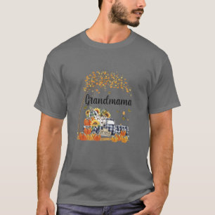 Womens Grandmama's Little Pumpkins Halloween Fall T-Shirt
