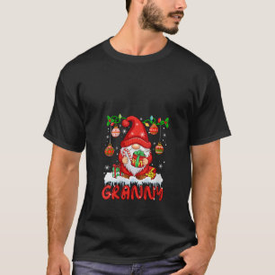 Womens Granny Christmas Gnome Colourful Lights Mat T-Shirt