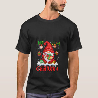 Womens Granny Christmas Gnome Colourful Lights Mat T-Shirt