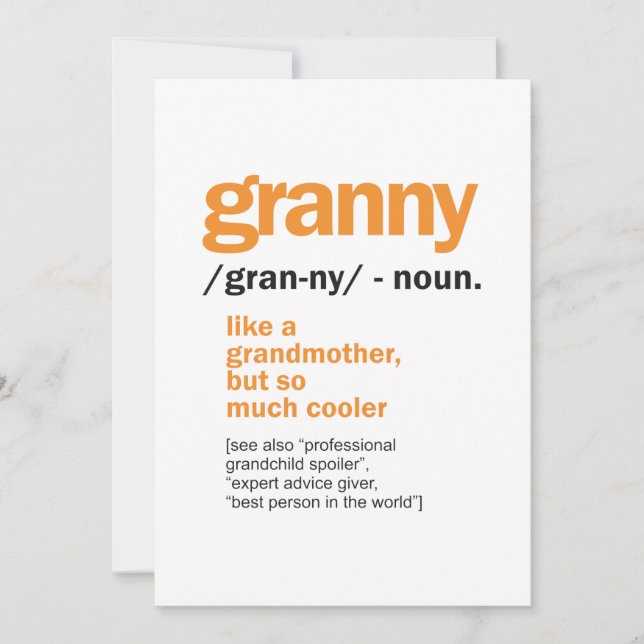 Womens Granny Definition Grandma Gift Invitation (Front)