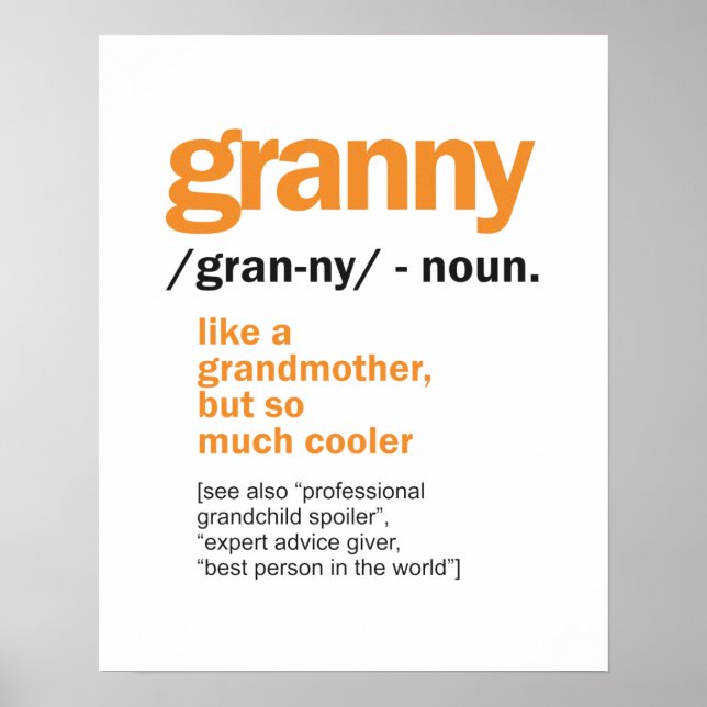 Womens Granny Definition Grandma Gift Poster (Front)