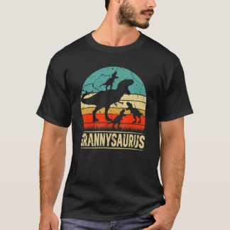 Womens Granny Dinosaur Rex Grannysaurus 3 Kids Fam T-Shirt