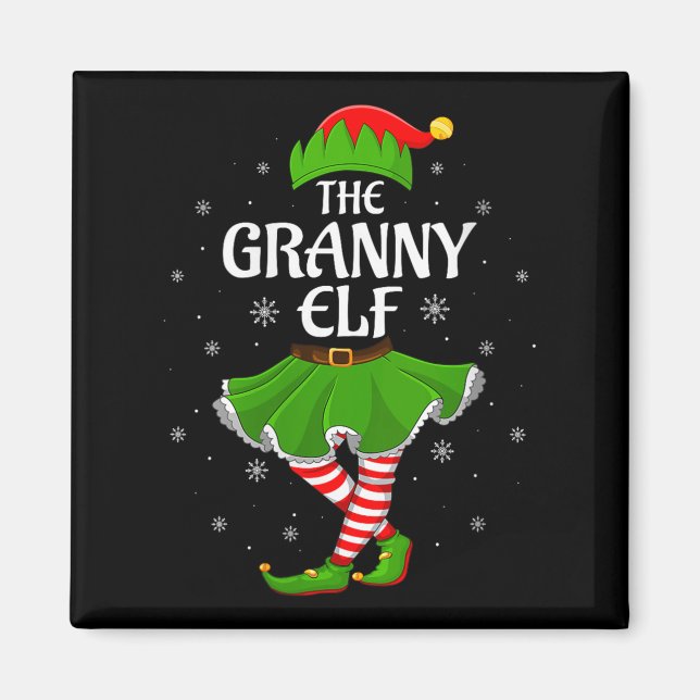 Womens Granny Elf Christmas Family Girls Women Elf Magnet (Front)