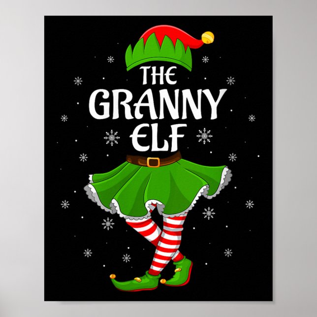 Womens Granny Elf Christmas Family Girls Women Elf Poster (Front)