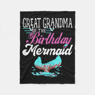 Womens Great Grandma Of The Birthday Mermaid Fleece Blanket