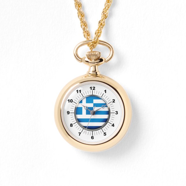 Women's Greece Flag Wraparound Gold Watch (Front)