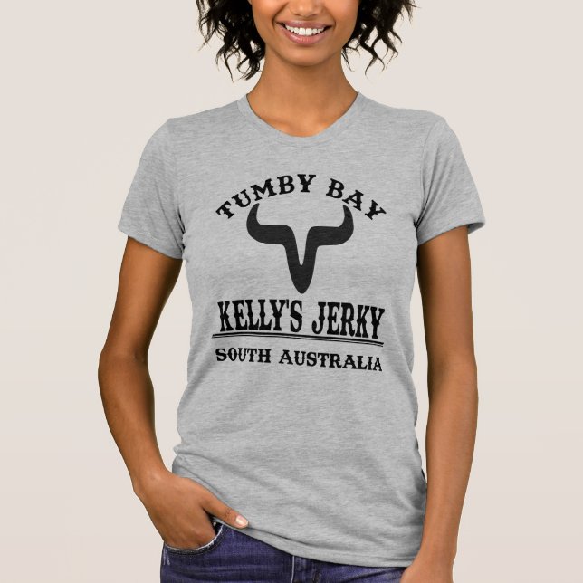 Womens Grey shirt, Kelly's Jerky Tumby Bay T-Shirt (Front)