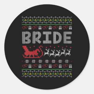 Womens Groom Bride Christmas Xmas Ugly Matching Co Classic Round Sticker