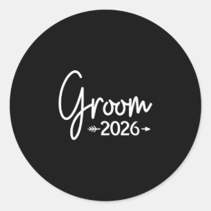 Women's groom est 2026 married wedding bridal classic round sticker