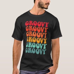 Womens Groovy Colors Retro 70s Aesthetic Nostalgia T-Shirt