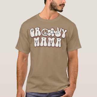 Womens Groovy Mama Retro Mom Vintage Hippie Birthd T-Shirt