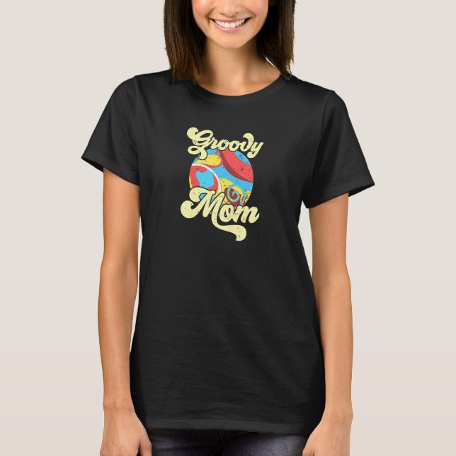 Womens Groovy Mum Aesthetic 70s Retro Funky Hippie T-Shirt (Front)