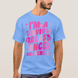 Womens Groovy Pink I'm A Survivor Breast Cancer Aw T-Shirt