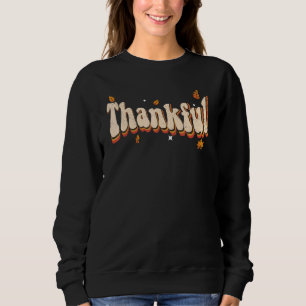 Womens Groovy Thankful Mama Fall Autumn Thanksgivi Sweatshirt