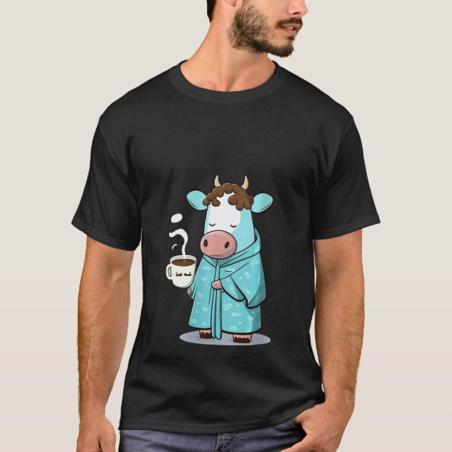 Womens Grumpy Cow Coffee Lover on Coffee Cattle T-Shirt (Front)