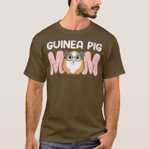 Womens Guinea Pig Pet Owner Dog Mom Floral Graphic T-Shirt