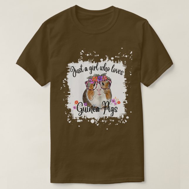 Womens Guinea Pig With Glasses Flowers, Adorable G T-Shirt (Design Front)
