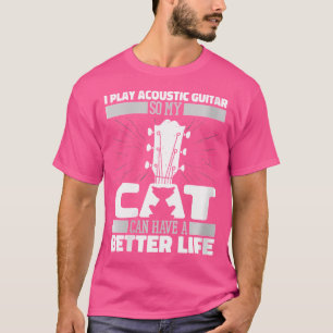 Womens Guitarist Cat Instrument - Acoustic Guitar T-Shirt