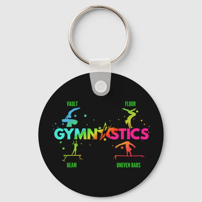 Women's Gymnastics Bars Beam Vault Floor Key Ring (Front)