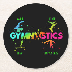 Women's Gymnastics Bars Beam Vault Floor Round Paper Coaster