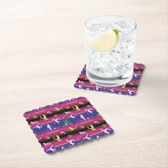 Women's Gymnastics Christmas Tree Paper Coaster (Insitu)