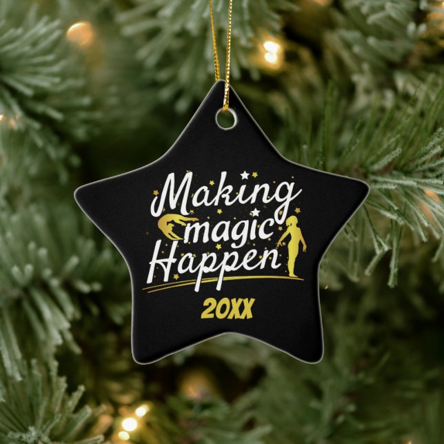 Women's Gymnastics Making Magic Happen Quote Ceramic Tree Decoration (Tree)
