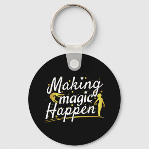 Women's Gymnastics Making Magic Happen Quote Key Ring