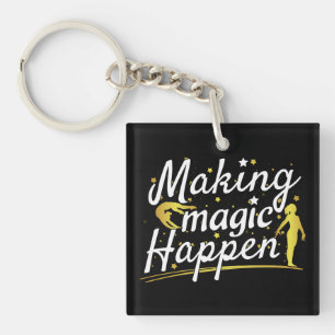 Women's Gymnastics Making Magic Happen Quote Key Ring