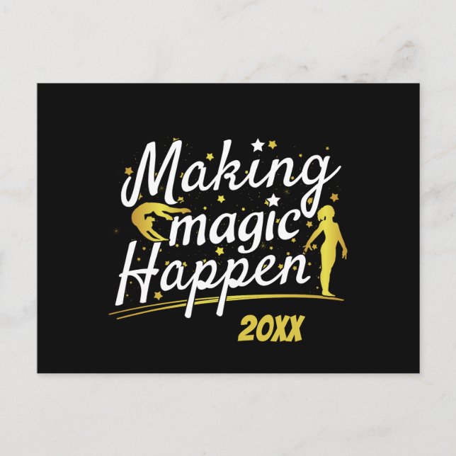 Women's Gymnastics Making Magic Happen Quote Postcard (Front)