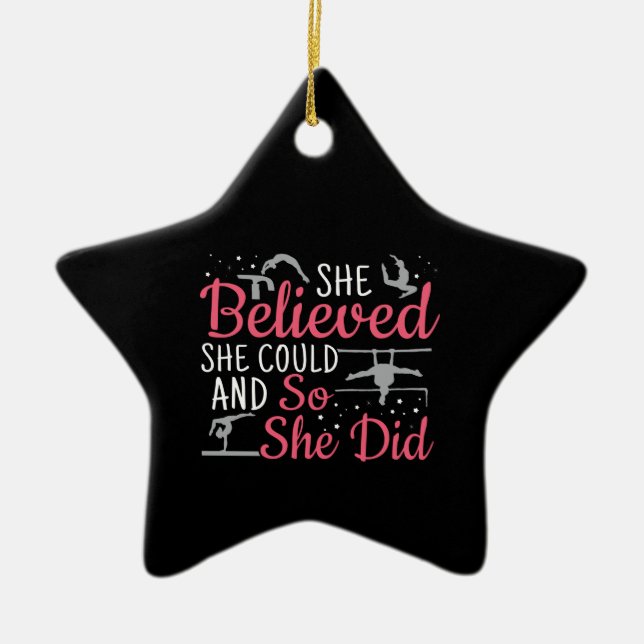 Women's Gymnastics - She Believed She Could Ceramic Tree Decoration (Front)