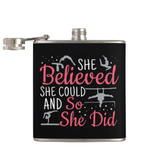 Women's Gymnastics - She Believed She Could Hip Flask