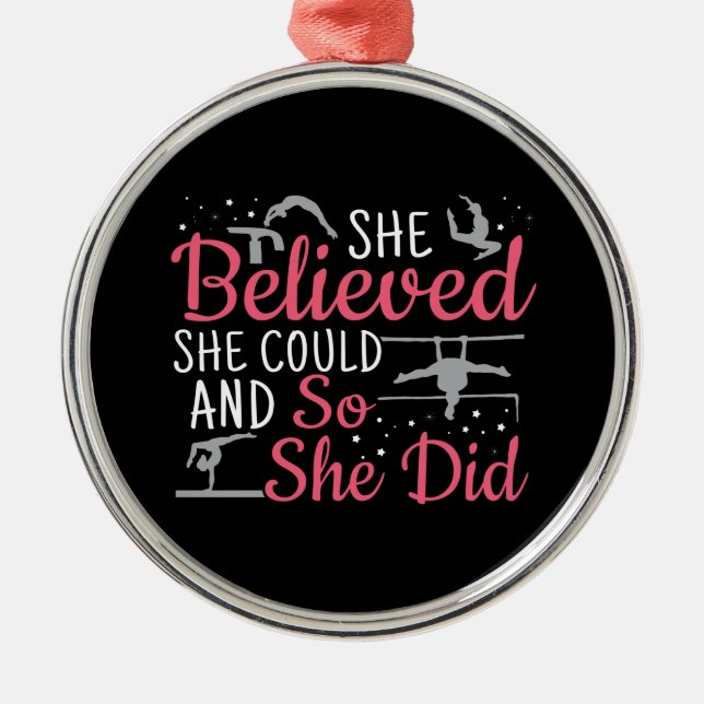 Women's Gymnastics - She Believed She Could Metal Tree Decoration (Front)