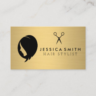 Womens Hair   Metallic Gold   Shears Salon Business Card