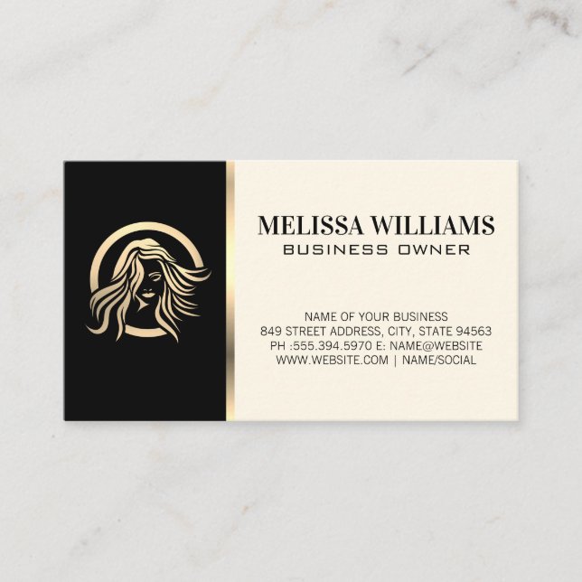 Women's Hair Stylist | Beauty Business Card (Front)