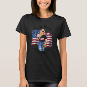 Womens Half American Half Costa Rican Crest Usa Fl T-Shirt