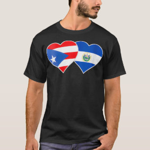 Womens Half Puerto Rican Half Salvadorian Flag Hea T-Shirt