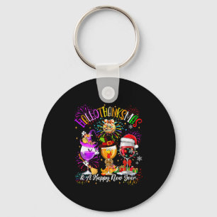 Womens Hallothanksmas & A Happy New Year Firew Key Ring