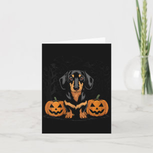 Womens Halloween Black And Tan Dachshund Dog With Card