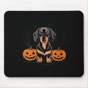 Womens Halloween Black And Tan Dachshund Dog With Mouse Pad