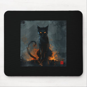 Womens Halloween Black Cat V-Neck Mouse Pad