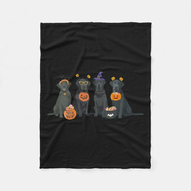 Womens Halloween Black Lab Fall Labrador Retriever Fleece Blanket (Front)